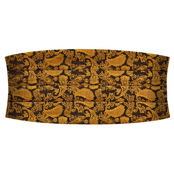 Gold & Braun Kummerbund aus Seide mit Paisley-Muster